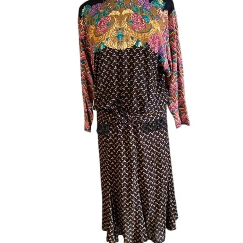 Carole Little VTG Blouson Drop belt Boho Aztec size 4 cottagecore